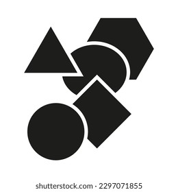 Geometric icon, logo shape with overlapping circle, square and triangle. Construction, building, structure and assembly symbol icon. stock image.