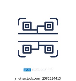 Geometric Icon Representing Data Analytics and Technology with Connected Nodes in a Modern Layout