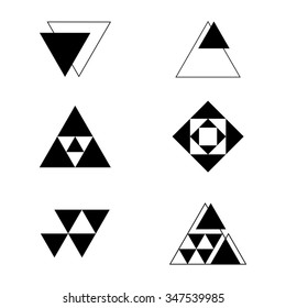 Geometric icon set in black and white