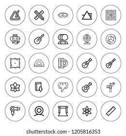 Geometric icon set. collection of 25 outline geometric icons with background, artificial intelligence, atomic, download, elephant, hair dryer, guitar icons. editable icons.