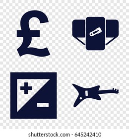 Geometric icons set. set of 4 geometric filled icons such as diaper, light exposure, guitar