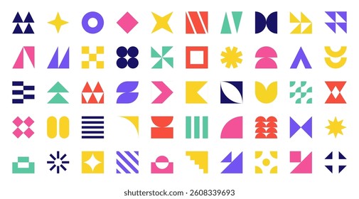 Geometric Icons Set in Minimalist Modern Style. Perfect for UI Design, Social Media, or Graphic Symbols Projects