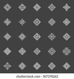 Geometric icons - vector set of ornamental or ethnic abstract symbols or logo