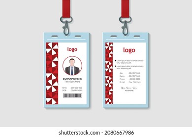 Geometric ID Card Template. Vertical Double-sided Multicolor Id Cards For Company Stuff Identity Card Design. Vector Illustration