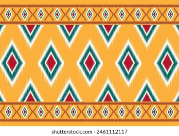 Geometric ikat background traditional pattern vintage style use for fabric, clothing, canvas, wallpaper, decoration. Light color art work. Illustration graphic vector design.