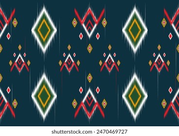 Geometric ikat background traditional pattern vintage style use for fabric, clothing, canvas, wallpaper, decoration. Light color art work. Illustration graphic vector design.