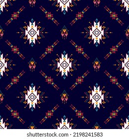 Patrón sin costuras geométrico de ikat étnico azteca. Moqueta de tela azteca con mandalas en la decoración textil papel tapiz. Decoración de la textura con motivos tribales nativos de origen africano vector tradicional de bordado