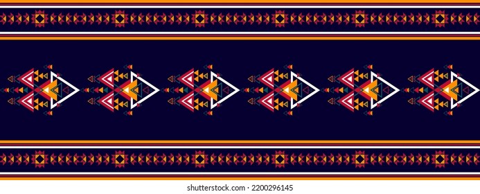 Geometric ikat ethnic Aztec seamless pattern. Aztec fabric carpet boho mandalas textile decor wallpaper. Tribal native motif texture decoration African American folk traditional embroidery vector