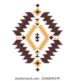 Geometric Ikat ethnic black pattern art. American, Mexican style. White background. Aztec tribal ornament print. Design for fabric, clothing, textile, logo, symbol.