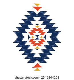 Geometric Ikat ethnic black pattern art. American, Mexican style. White background. Aztec tribal ornament print. Design for fabric, clothing, textile, logo, symbol.