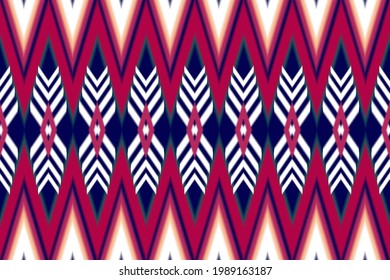 Geometric ikat ethnic oriental pattern traditional Design for background,carpet,wallpaper,clothing,wrapping,Batik,fabric,Vector illustration embroidery style.