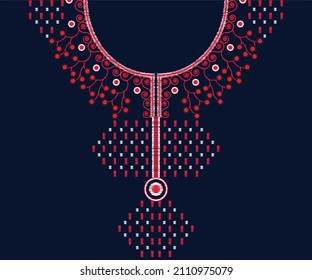 Geometric Ikat Ethnic oriental pattern traditional .Floral morocco necklace embroidery design for kaftans fashion women, background,wallpaper,clothing and wrapping.