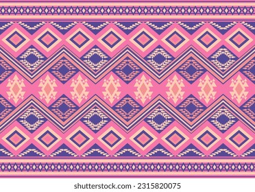 geometric ikat ethnic oriental traditional design for background, rug, wallpaper, clothing, wrap, fabric, vector illustration.