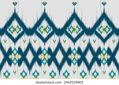 Geometric ikat ethnic oriental traditional design for background, carpet, wallpaper, clothes, wrap, fabric, vector illustration.