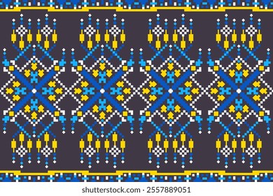 Geometric ikat ethnic oriental traditional design for background, carpet, wallpaper, clothes, wrap, fabric, vector illustration.