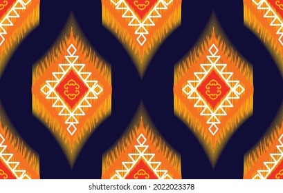 Geometric ikat ethnic pattern design. Aztec fabric carpet mandala ornament boho chevron textile decoration wallpaper. Traditional tribal embroidery vector illustrations background African American .