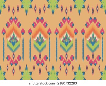 Geometric Ikat floral seamless pattern design for fabric textile. Molde patron abstracts . Aztec, boho, geometric, fabric, ethnic, ikat, native, tribal, carpet, mandala,ikat illustrations ,Ikat vector