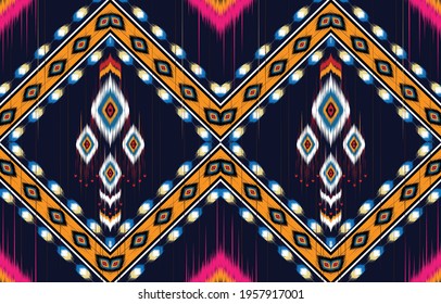 Geometric ikat pattern, carpet,wallpaper,clothing,wrapping,Batik,fabric,Vector illustration.embroidery style.print ,border , indian
