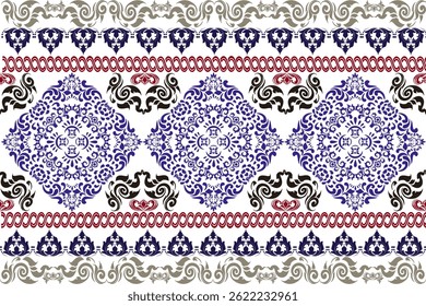 Geometric Ikat Pattern Ceramic Tile Seamless Oriental Pattern
