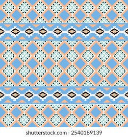 
Geometrische Ikat-Muster, ethnische Stammesvektordesigns, nahtlos gestreifte Texturen im aztekischen Stil und Volksmuster aus Indien, Skandinavien, Rumänien, Mexiko und anderen Kulturen. Geeignet für Stoffdrähte