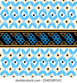 
Geometrische Ikat-Muster, ethnische Stammesvektordesigns, nahtlos gestreifte Texturen im aztekischen Stil und Volksmuster aus Indien, Skandinavien, Rumänien, Mexiko und anderen Kulturen. Geeignet für Stoffdrähte