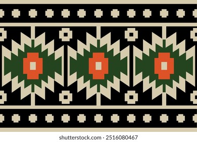 ikat geométrico sameless padrões preto e verde cor para blackground , tapete, papel de parede, roupas, tecido, estilo tradicional 