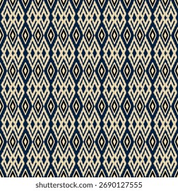 Patrón inconsútil geométrico de Ikat, ilustración textil, impresión a rayas, ornamento, diseño para textura, alfombra, alfombra, textil, envoltura, bufanda, fondo 