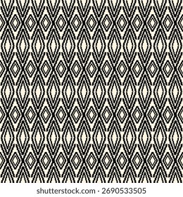 Patrón inconsútil geométrico de Ikat, ilustración textil, impresión a rayas, ornamento, diseño para textura, alfombra, alfombra, textil, envoltura, bufanda, fondo