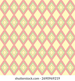 Patrón inconsútil geométrico de Ikat, ilustración textil, impresión a rayas, ornamento, diseño para textura, alfombra, alfombra, textil, envoltura, bufanda, fondo 
