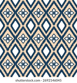 Geometric Ikat seamless Pattern, textile illustration, print striped, ornament, design for texture, carpet, rug, textile, wrapping, scarf, background 