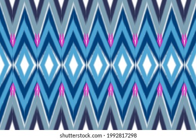 Ikat geométrico patrón sin fisuras Diseño tradicional para fondo, alfombra, papel de pared, ropa, tela, envoltura, textil, ilustración vectorial 