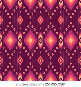 Geometric ikat seamless pattern. Traditional Boho Design for carpet. Vector Illustration printing, wallpaper, clothing, Batik, fabric, textile.