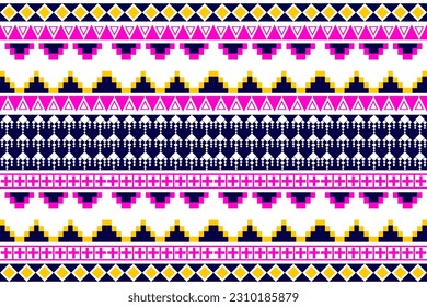 Geometric Ikat Thai silk tribal Oriental ethnic seamless pattern traditional background Design for carpet, wallpaper, silk pattern, clothing,wrapping,batik,silk fabric, Vector illustration embroidery 