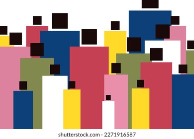 Geometric illustration of a crowd of human figures