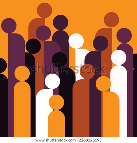 Geometric illustration of a crowd of human figures