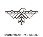 geometric Illustration of the eagle line art, logo or totem animal