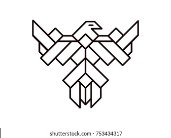 geometric Illustration of the eagle line art, logo or totem animal