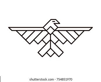 geometric Illustration of the eagle line art, logo or totem animal