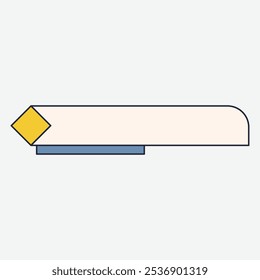A geometric illustration featuring a yellow diamond and a rectangular blue element.