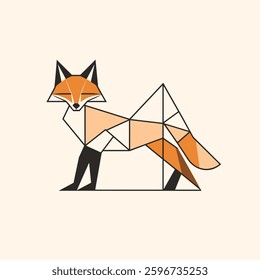 Geometric Illustration of Fox, Flat Illustration of Wild Animal Fox