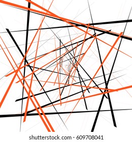 Geometric illustration with random intersecting lines. Editable abstract art.