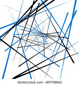 Geometric illustration with random intersecting lines. Editable abstract art.