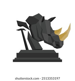 geometric illustration of rhino's head statue