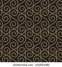 Geometric illustration in yellow and white. Vector illustration with corded swirls.