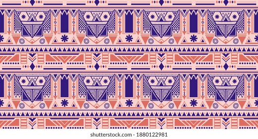 Geometric indian culture texture seamless pattern. Ethnic motif isolated on white background. Vector tribal american ethnic for textile, wrapping paper, wallpaper, pattern fills, web page background.