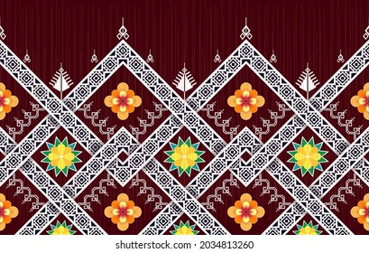 Patrón étnico indio geométrico.  Tela azteca nativa alfombra de boho tribal mandalas adorna papel tapiz de decoración textil.  El bordado tradicional ilustra el fondo de los vectores orientales. 