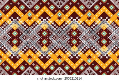Geometric Indian ethnic pattern. Aztec fabric carpet mandala ornament boho chevron textile decoration wallpaper. Tribal turkey African traditional embroidery oriental vector illustrations background 