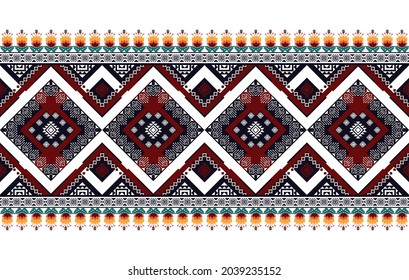 Patrón étnico geométrico indio. Moqueta de tela azteca mandala adorno boho chevron decoración textil papel de pared. Tradición tribal de pavo africano tradicional bordado ilustraciones de vector orientales fondo 