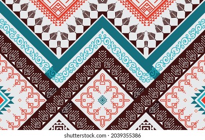 Geometric Indian ethnic pattern. Aztec fabric carpet mandala ornament boho chevron textile decoration wallpaper. Tribal turkey African traditional embroidery oriental vector illustrations background.