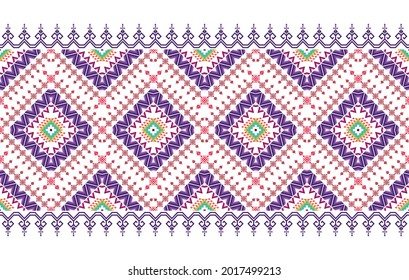 Geometric Indian ethnic pattern design for background, fabric, clothing, wrapping, textile, texture, decoration, batik, boho, carpet vector illustrations background. Traditional embroidery ornament .